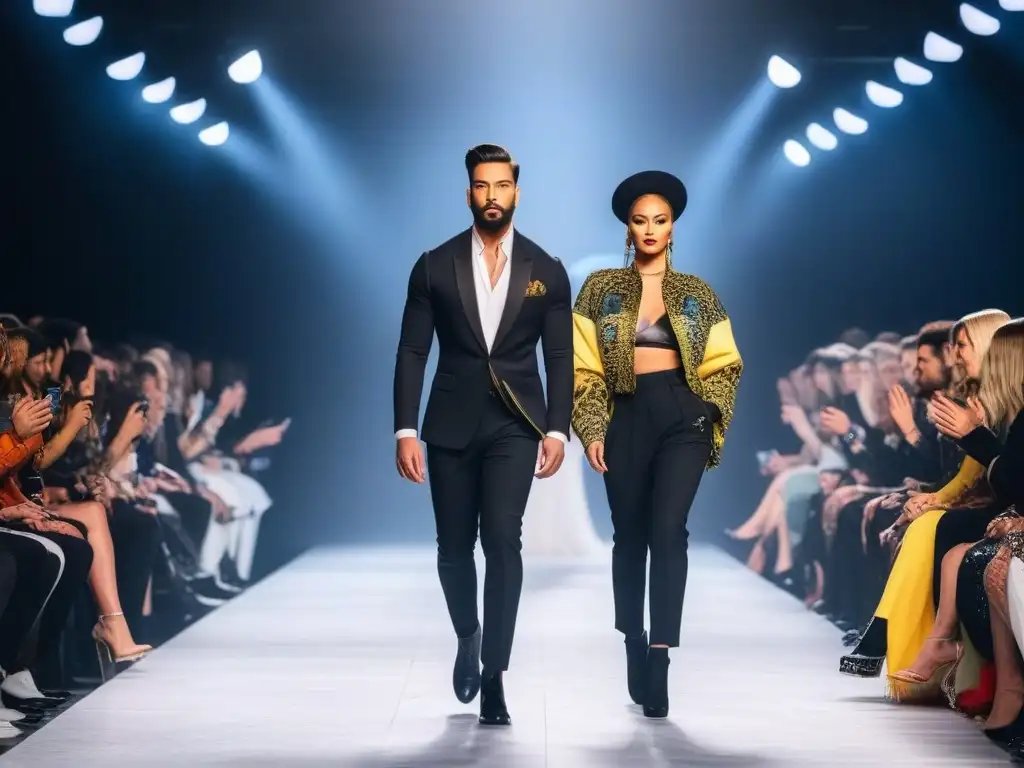 Desfile de moda inclusivo: diversidad y estilo en la pasarela Un desfile de moda inclusivo con modelos de diversas etnias, tallas y edades caminando con confianza
