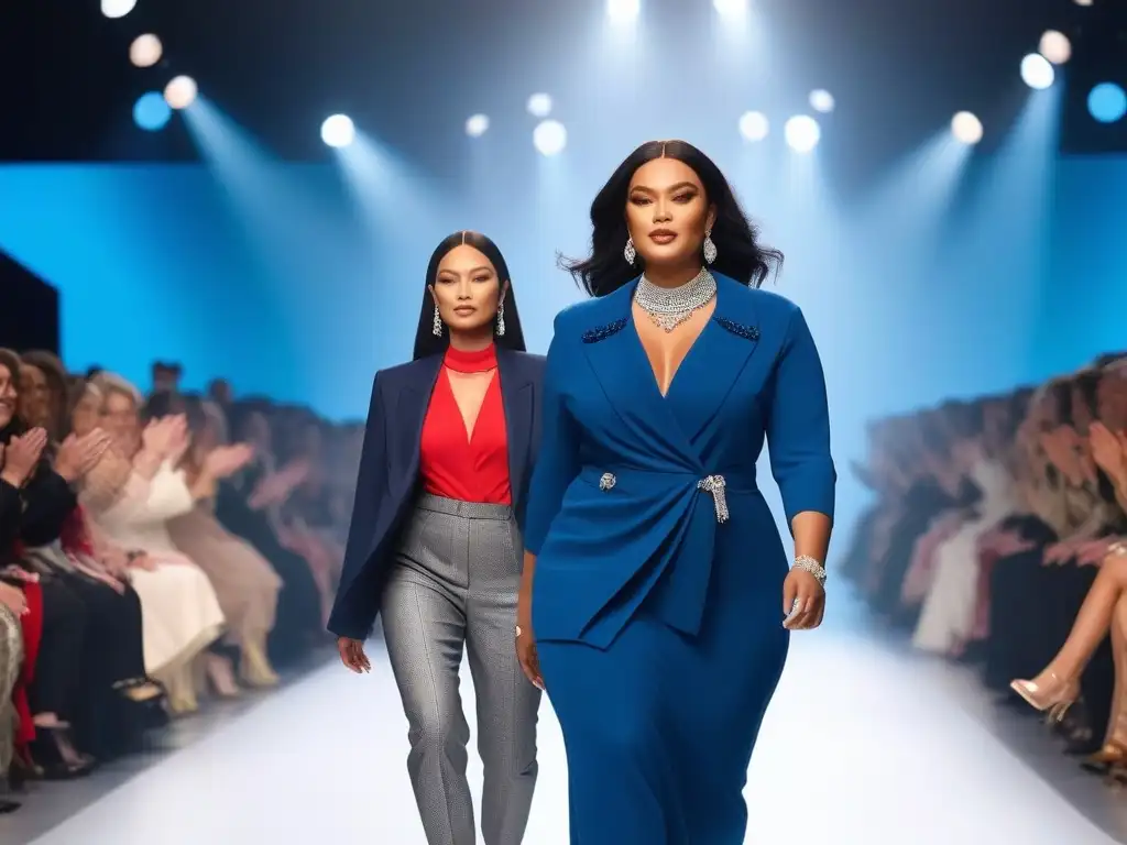 Desfile inclusivo: diversidad y empoderamiento en la moda Desfile de moda inclusivo con modelos de diferentes razas, edades y habilidades, en un ambiente moderno y vibrante
