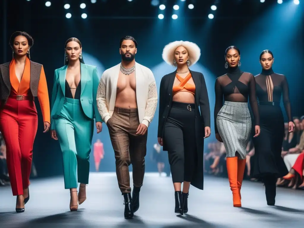 Desfile de moda inclusivo y empoderado con modelos diversos Desfile de moda inclusivo con modelos de diferentes géneros y cuerpos desfilando con confianza