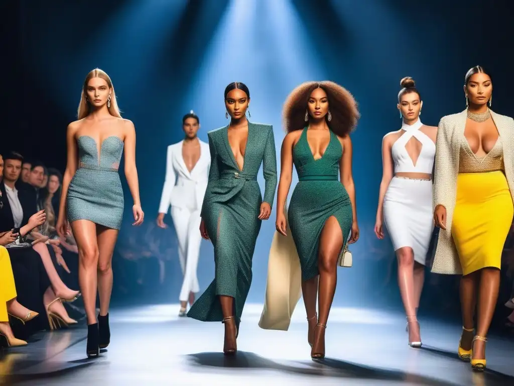 Desfile de moda inclusivo y empoderador con modelos diversos Desfile de moda inclusivo con modelos de distintos tipos de cuerpo y etnias, luciendo prendas modernas