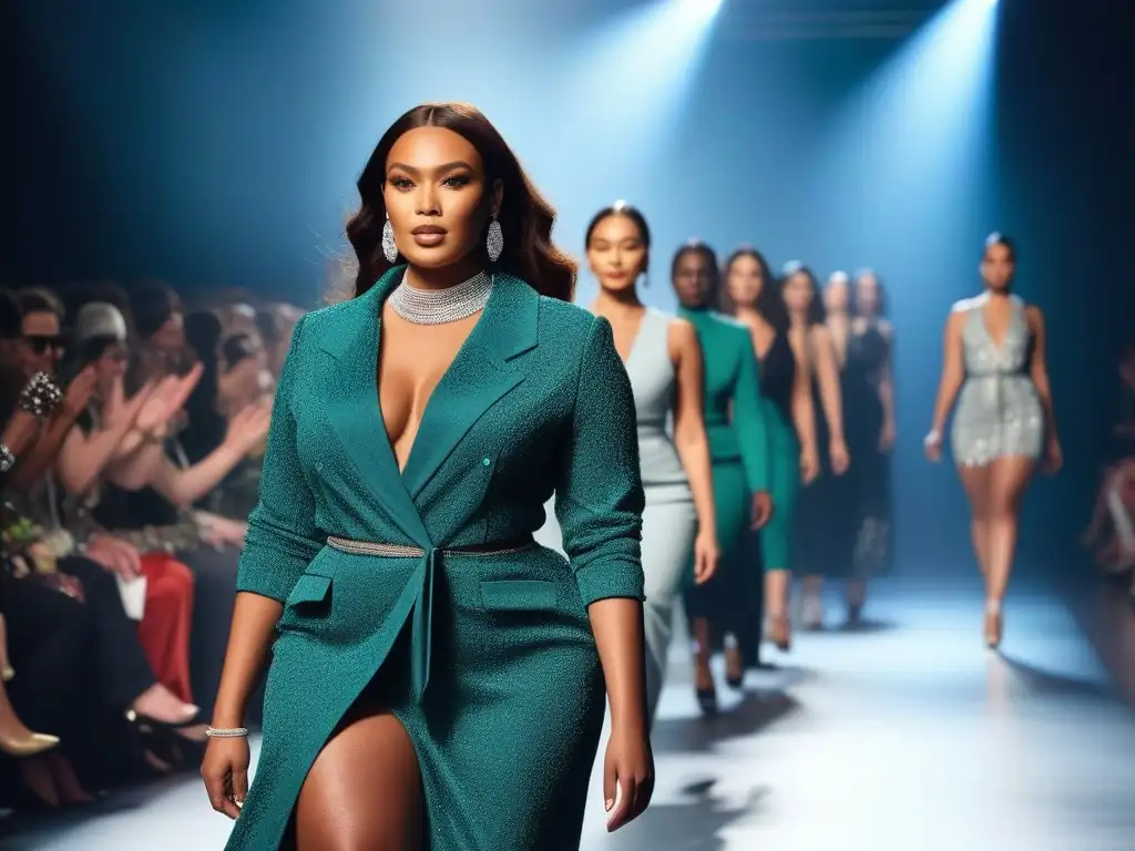 Desfile de moda inclusivo y empoderador con diversidad de modelos Desfile de moda inclusivo con modelos de diversas etnias, tallas y géneros, luciendo diseños de marcas moda diversidad tallas inclusivas