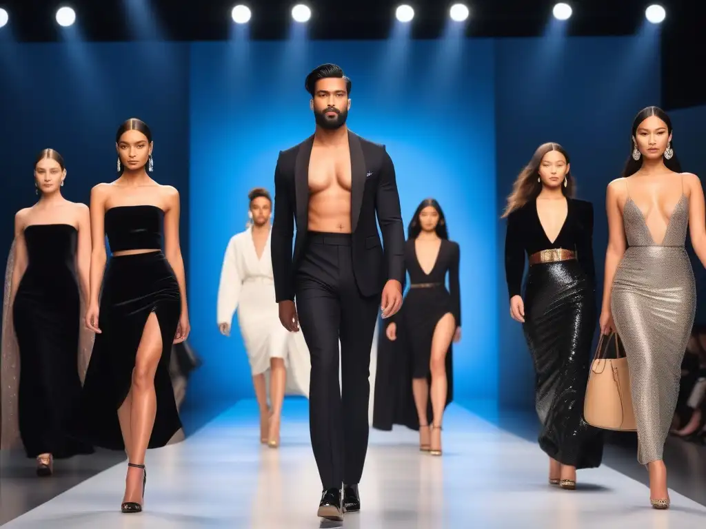 Desfile de moda inclusivo: diversidad y lujo en la pasarela Un desfile de moda inclusivo con modelos de diferentes etnias, formas y habilidades, destacando la diversidad en la moda