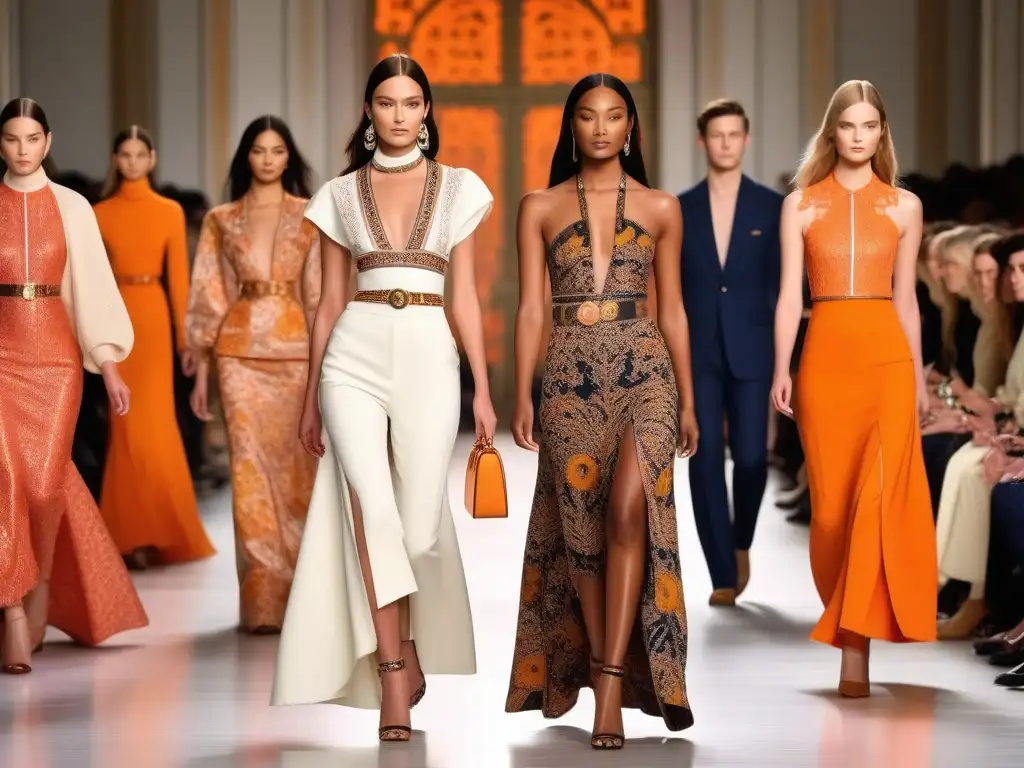 Desfile de moda inclusivo: diversidad y elegancia en la pasarela Desfile de moda inclusivo con modelos diversos presentando diseños de lujo inclusivo de Tory Burch