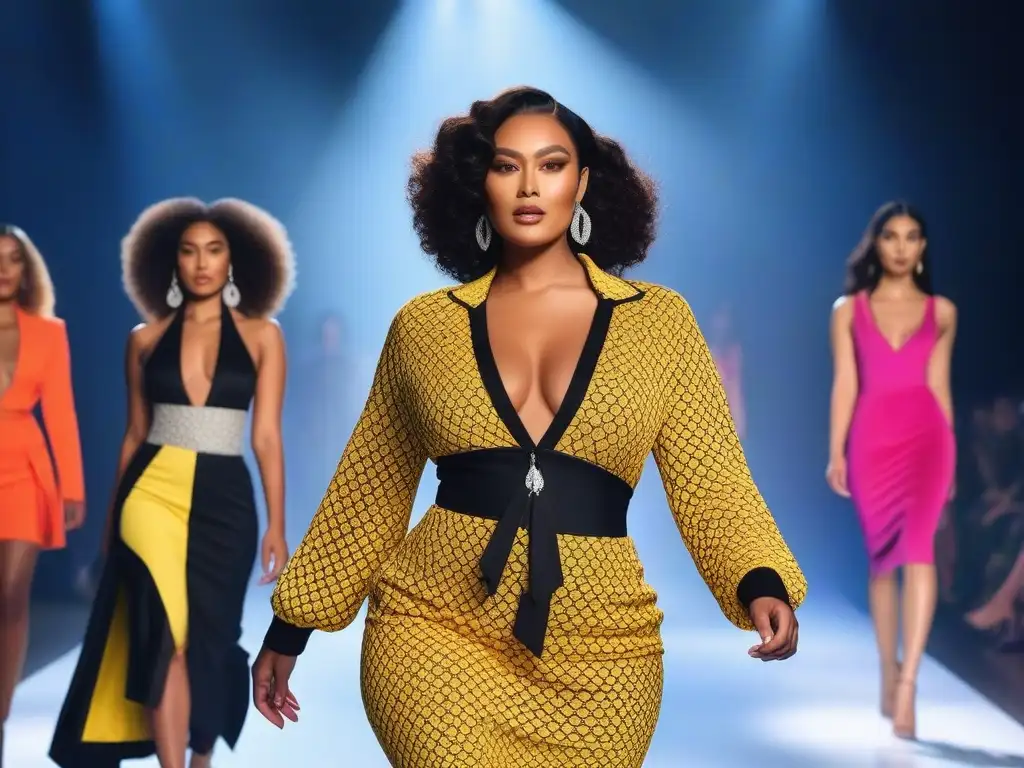 Pasarela inclusiva: diversidad y empoderamiento en la moda Desfile de moda inclusivo con modelos diversos de distintas etnias, cuerpos y habilidades, mostrando confianza y empoderamiento
