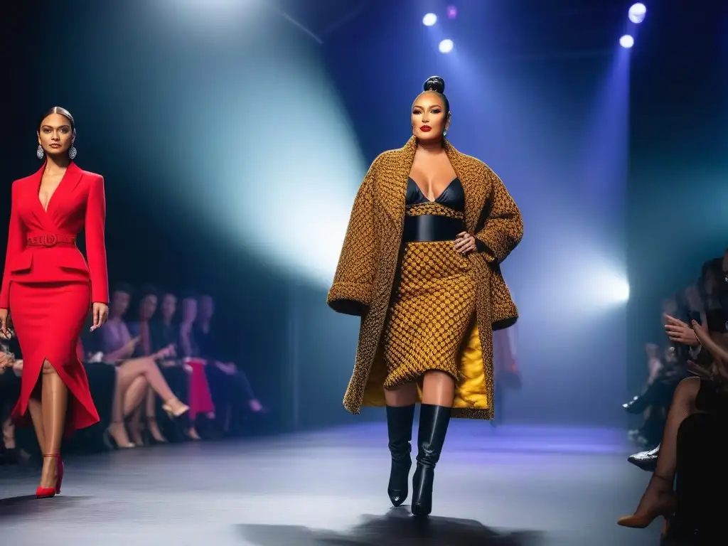 Desfile de moda inclusivo y empoderador con modelos diversos Desfile de moda inclusivo con modelos de diversas edades, tallas y etnias luciendo outfits únicos y estilosos