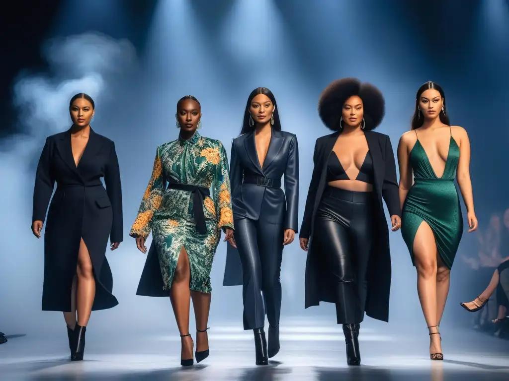 Desfile inclusivo: moda diversa y empoderadora Desfile de moda inclusivo con modelos diversos, resaltando la adaptación de patrones para cuerpos diversos