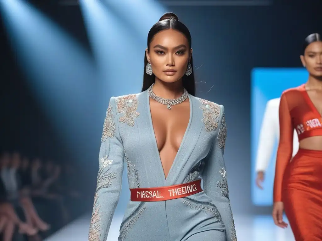 Desfile inclusivo: moda diversa y empoderada en pasarela futurista Desfile de moda inclusivo con modelos de diversas etnias y capacidades, mostrando empoderamiento en la pasarela