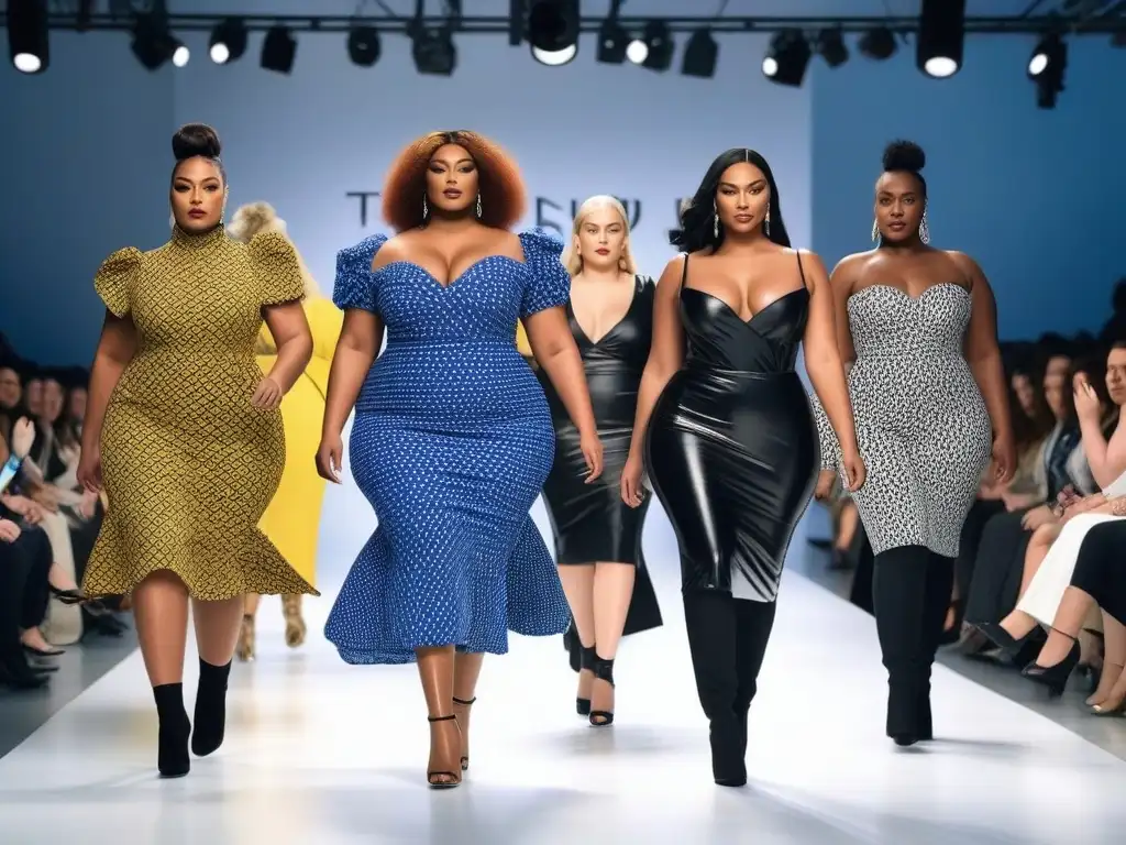 Desfile de moda plussize empoderador Desfile de moda inclusivo con modelos de tallas grandes empoderadas y estilosas en pasarela