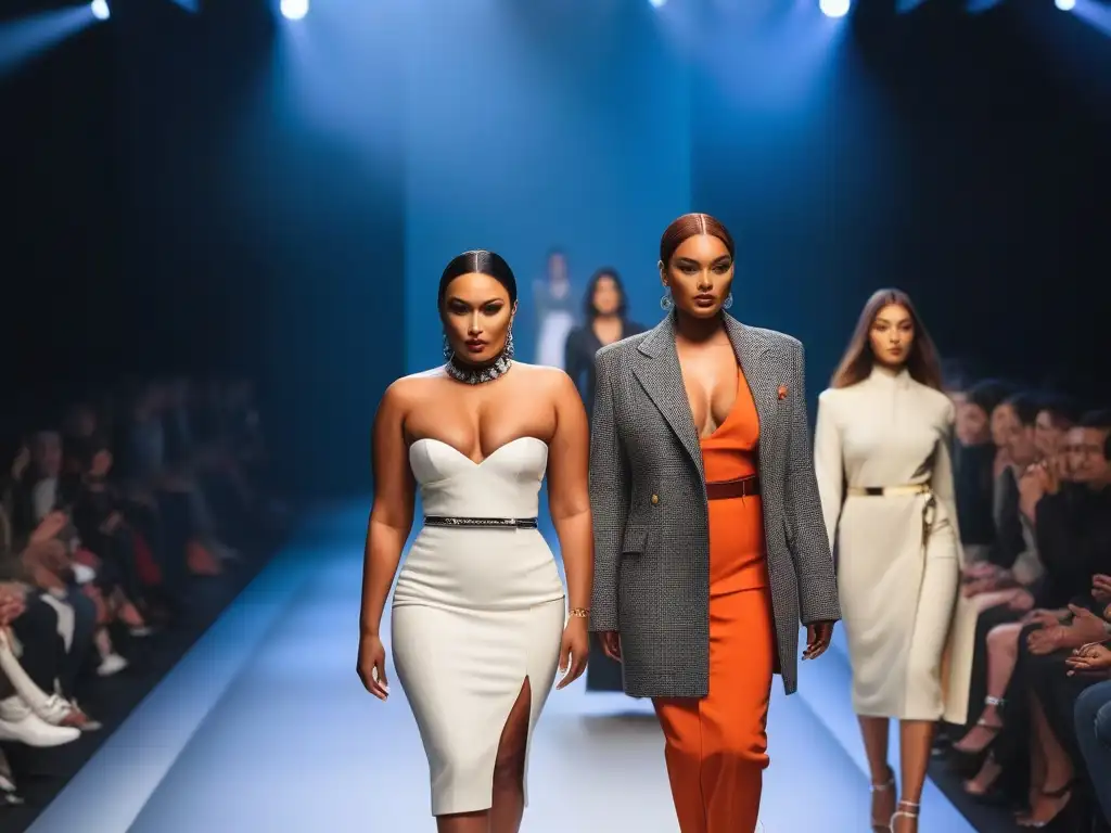 Desfile de moda inclusivo: diversidad y estilo en la pasarela Desfile de moda inclusivo con modelos de diversas etnias y edades, mostrando seguridad y empoderamiento