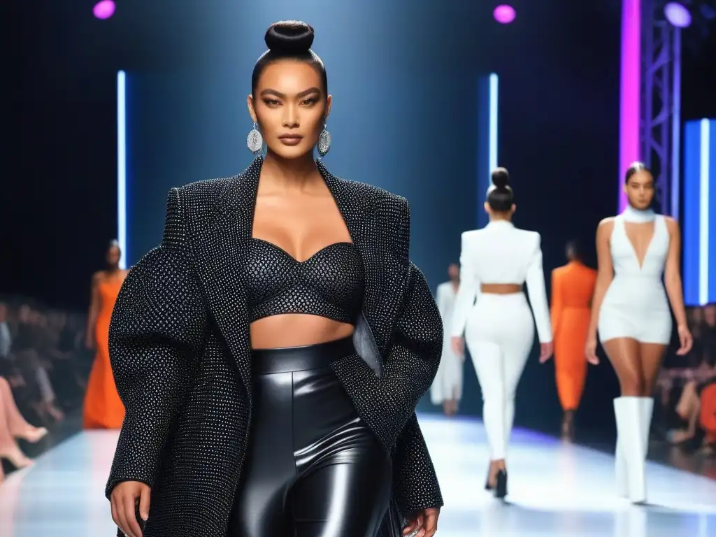 Desfile de moda inclusivo: diversidad y empoderamiento en la pasarela Desfile de moda inclusivo con modelos de diversas etnias, cuerpos y habilidades, luciendo prendas modernas y únicas