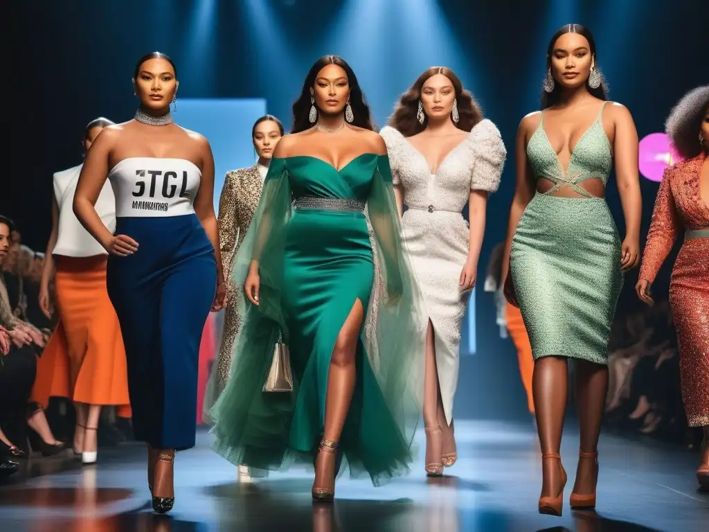 Desfile de moda inclusivo: diversidad y empoderamiento en la pasarela Desfile de moda inclusivo con modelos de diferentes etnias, cuerpos y edades caminando con confianza