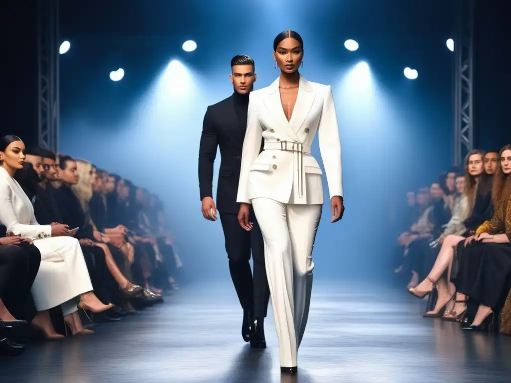 Pasarela de diversidad: moda inclusiva y empoderamiento Un desfile de moda inclusivo con modelos diversos y elegantes, mostrando empoderamiento y orgullo