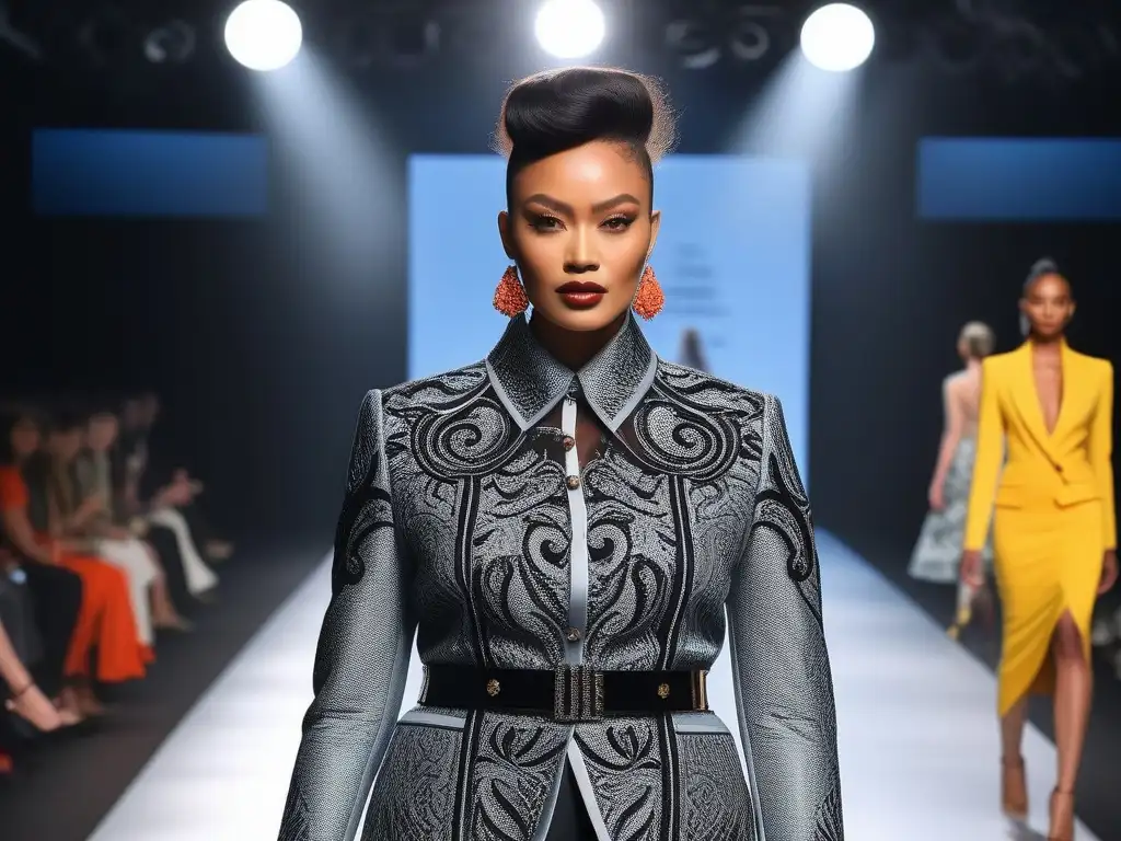 Desfile de moda inclusivo con modelos diversos y empoderados Un desfile de moda inclusivo, modelos diversos caminan con confianza en la pasarela, exhibiendo diseños espectaculares