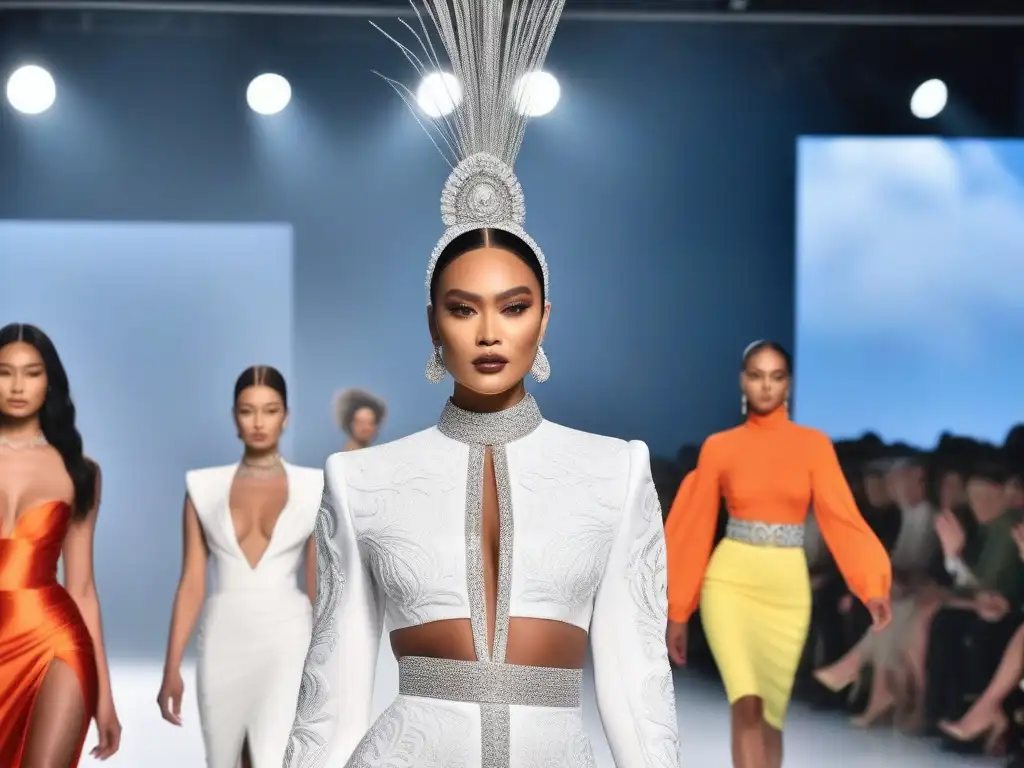Desfile inclusivo de moda: diversidad en la pasarela Desfile de moda inclusivo con modelos de diversas etnias y cuerpos, luciendo diseños vanguardistas de diseñadores pioneros en inclusión