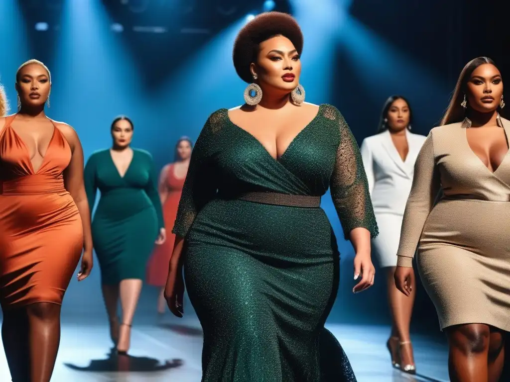 Desfile inclusivo de modelos plus size empoderadas Un desfile de moda inclusivo con modelos plussize empoderadas