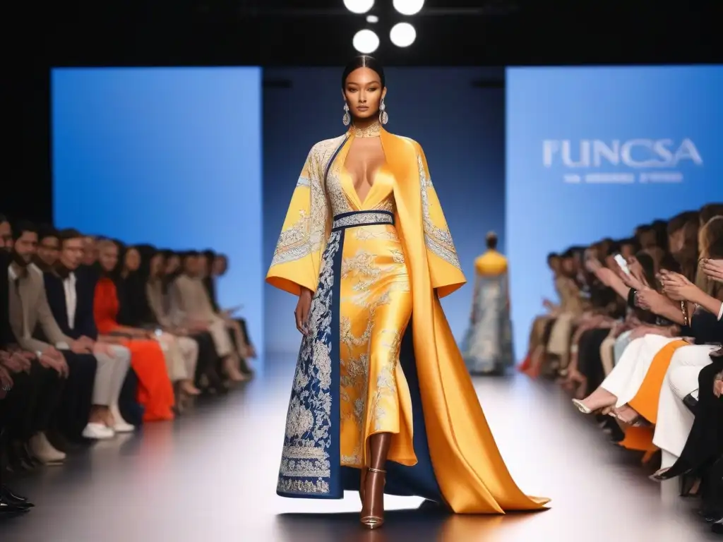 La Seda en la Moda: Culturas y Colores Únicos Desfile de moda inclusivo con modelos luciendo diseños de seda de diversas culturas
