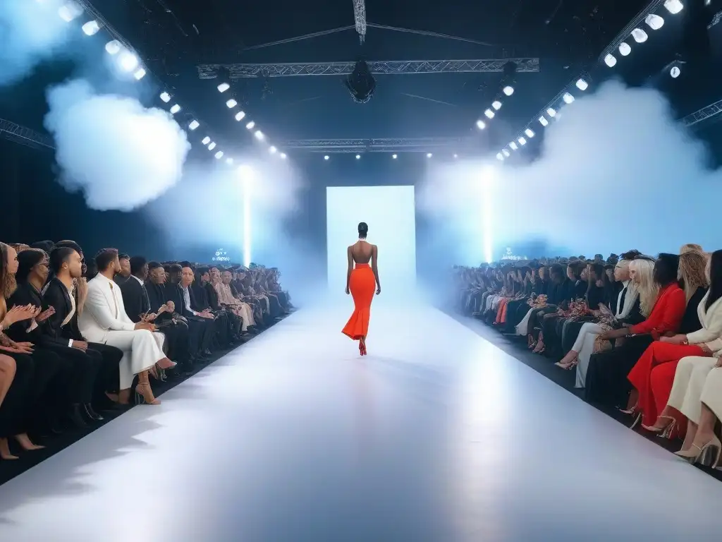 Desfile de moda inclusivo y vibrante: modelos únicos celebran la diversidad Un desfile de moda inclusivo con modelos de diversos estilos y identidades, celebrando la diversidad en la pasarela y entre el público