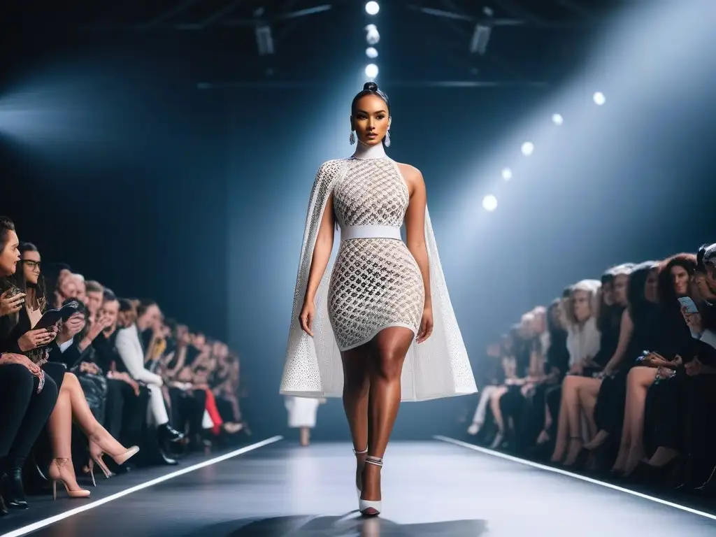 Desfile inclusivo: moda diversa en pasarela Un desfile de moda inclusivo y moderno, con modelos de diversas etnias, cuerpos y habilidades caminando con confianza por la pasarela
