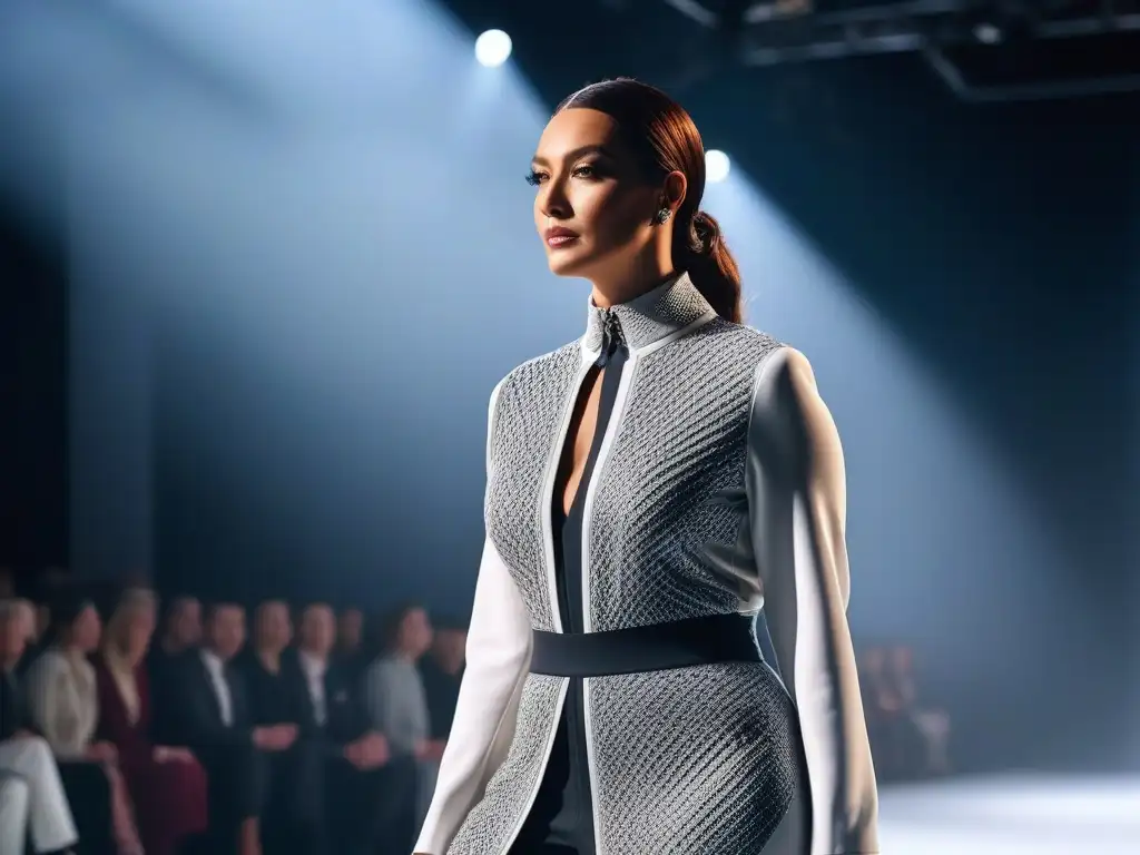 Desfile de Moda Inclusiva: Diseños Adaptativos de Vanguardia Desfile de moda inclusivo con ropa adaptativa para diferentes cuerpos en ambiente futurista