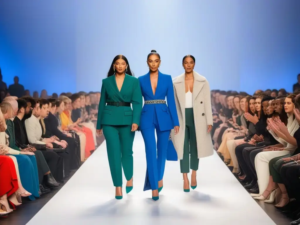Desfile de moda adaptativa: inclusivo y empoderador Desfile de moda inclusivo con ropa adaptativa para todos cuerpos, iluminado por luces de pasarela