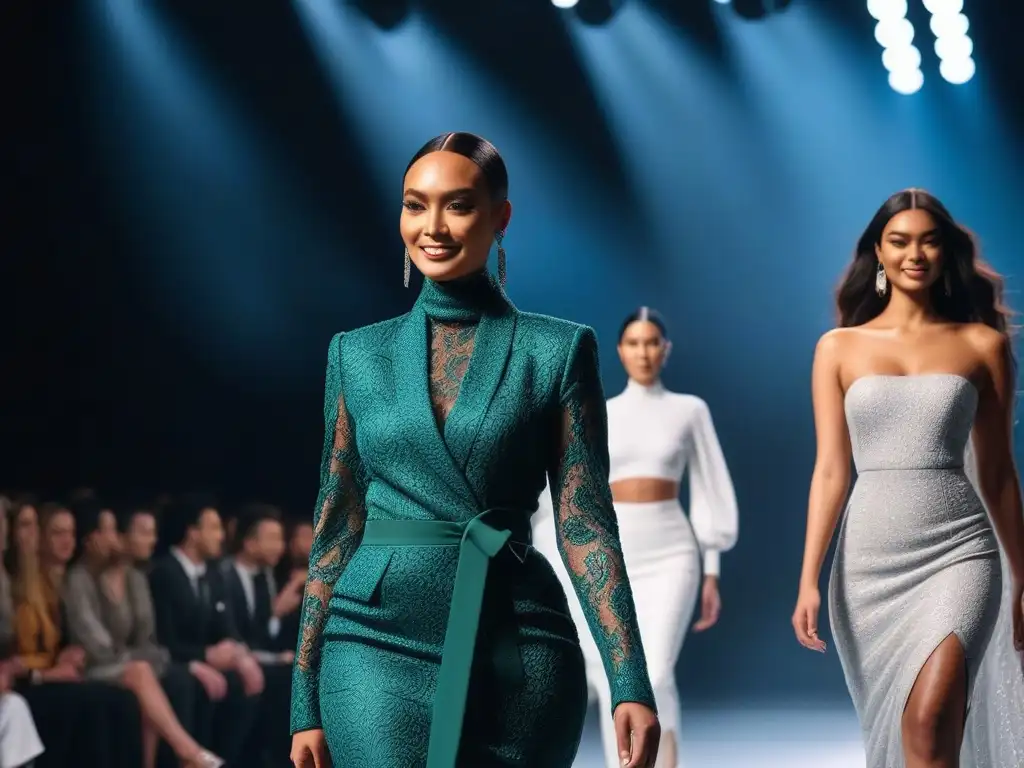 Desfile inclusivo: moda diversa en pasarela Desfile de moda inclusivos celebra diversidad con modelos de diferentes etnias, tallas y habilidades desfilando con confianza por la pasarela en atuendos de moda inclusiva
