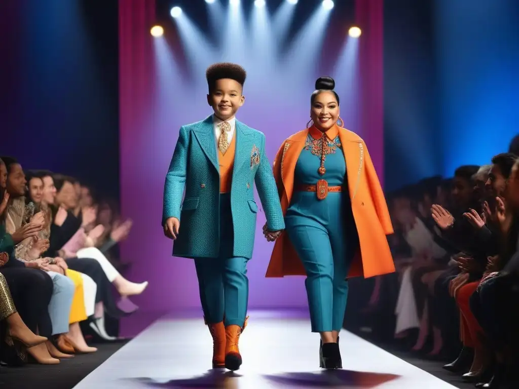 Desfile inclusivo de moda infantil: celebrando la diversidad Desfile de moda infantil diversa con niños de diferentes etnias, habilidades y géneros, mostrando prendas inclusivas y adaptativas