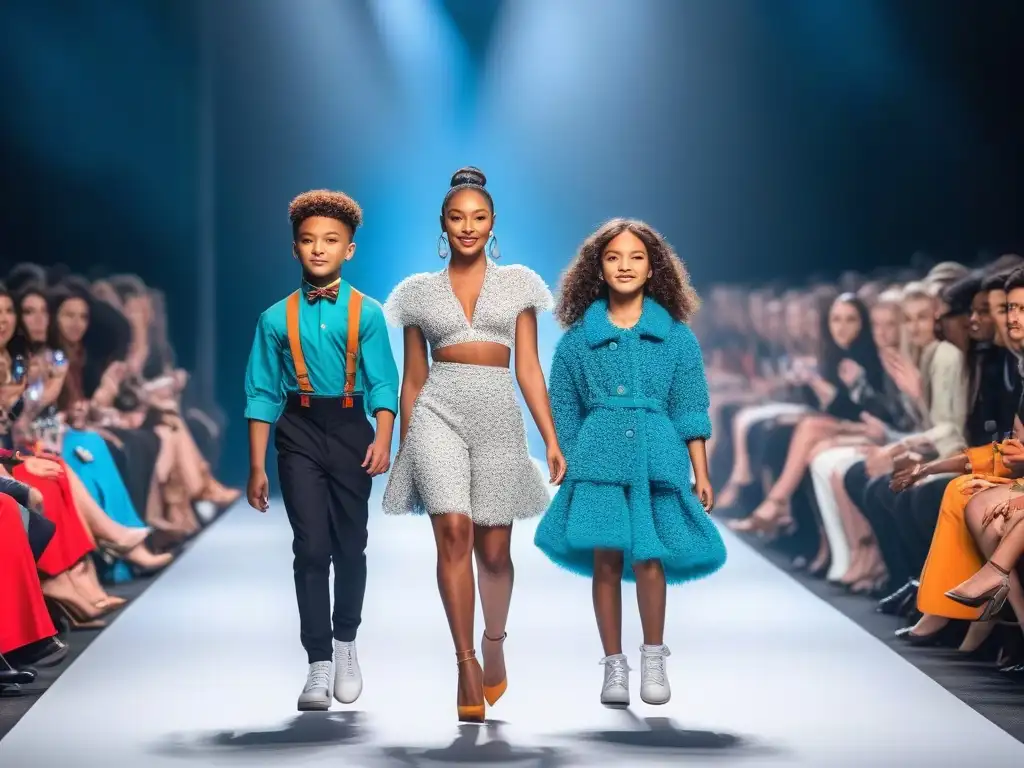 Desfile de moda infantil inclusivo y diverso Desfile de moda infantil con diversidad en pasarelas, transmitiendo inclusión y empoderamiento
