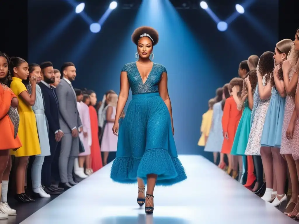Desfile inclusivo: moda infantil diversa y empoderada Desfile de moda infantil inclusiva redefiniendo belleza, niños diversos y felices en pasarela moderna