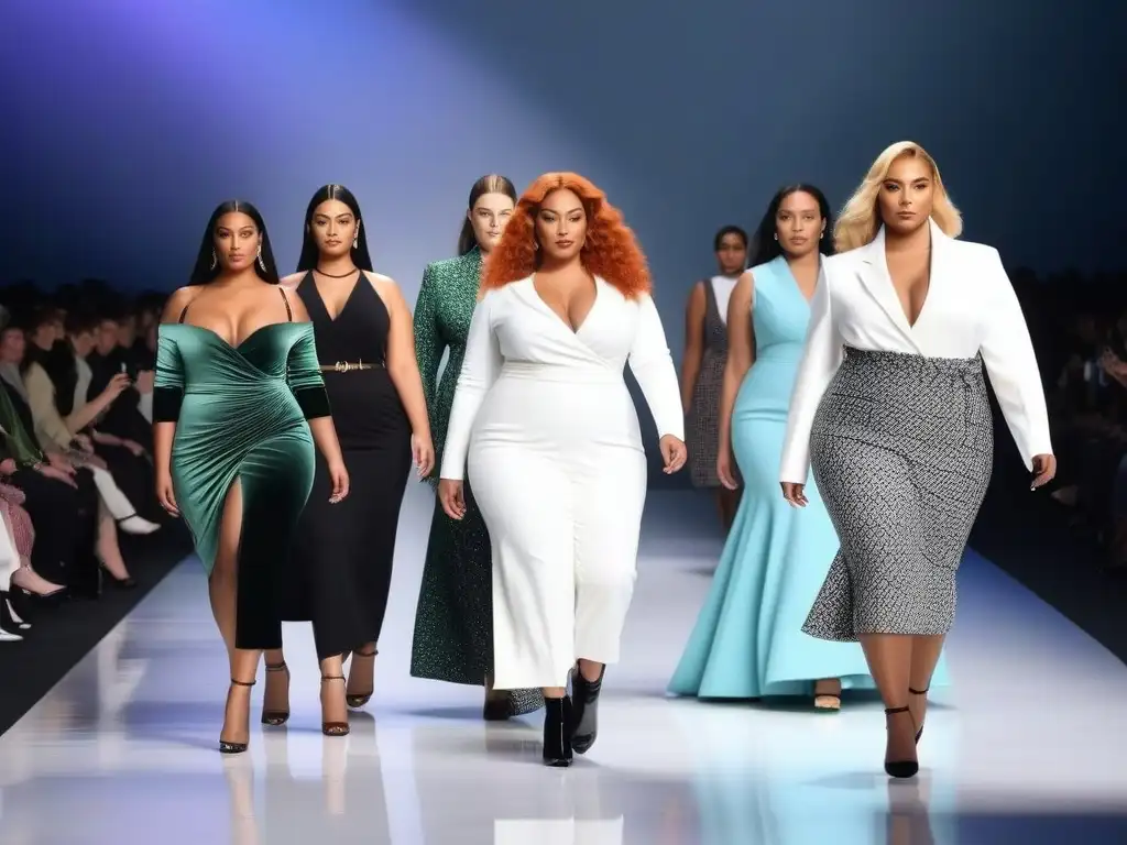 Desfile de moda plussize: diversidad y estilo vanguardista Desfile de moda plus size con innovaciones y tendencias vanguardistas