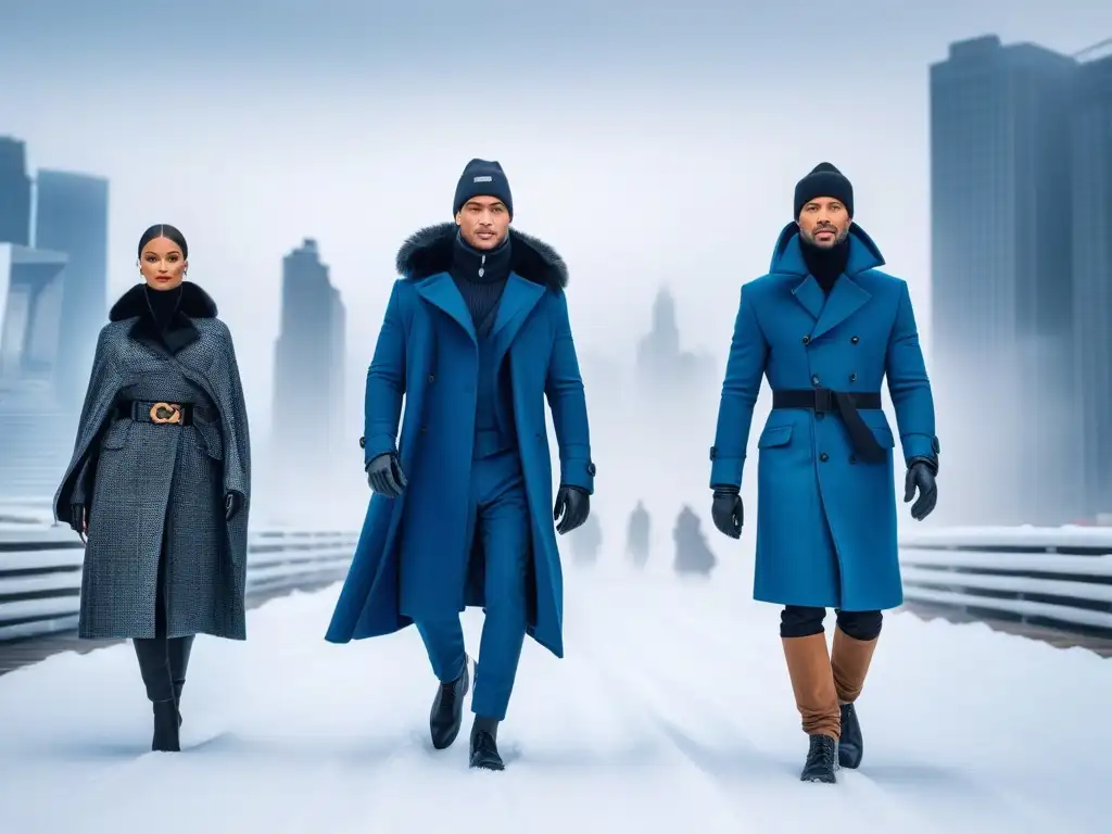 Desfile de Moda Inclusiva en Nieve y Futurismo | Outfits Adaptativos 8k Desfile de moda invernal con ropa adaptativa diversa en una pasarela nevada