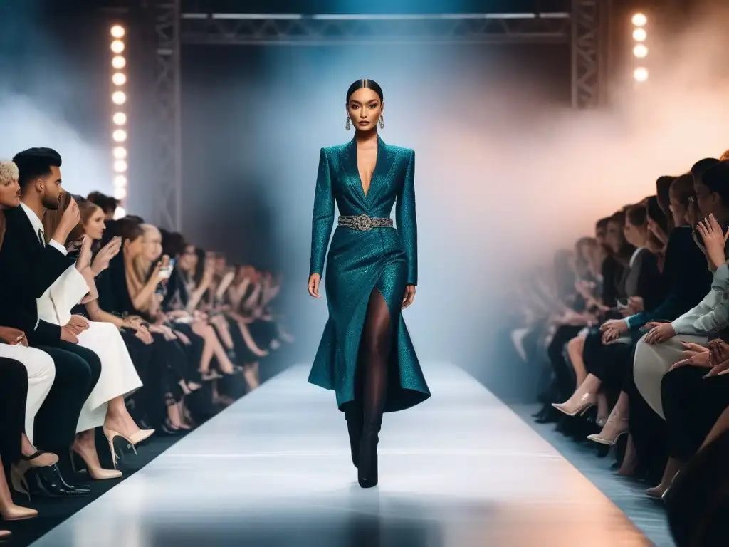 Desfile de moda inclusivo con modelos diversos y estilos de alta costura Desfile de moda de lujo inclusivo con modelos diversos caminando por la pasarela