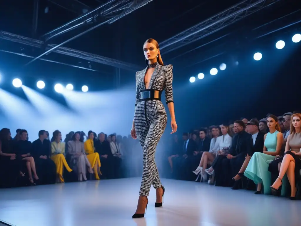 Fashion show de lujo con artista contemporáneo: fusión vanguardista Un desfile de moda de lujo para todos: fusión vanguardista entre moda y arte en un ambiente creativo e innovador
