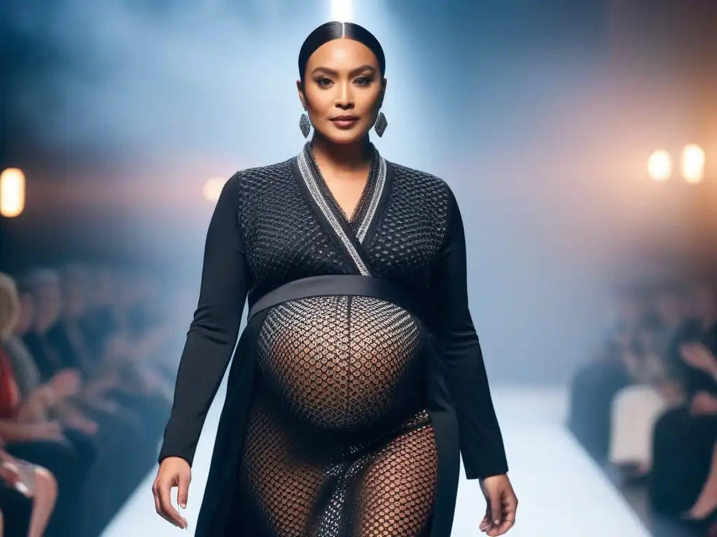 Desfile de moda maternal inclusiva: madres diversas empoderadas Un desfile de moda materna inclusiva y diversa con madres de diferentes etnias, estilos y tipos de cuerpo caminando con confianza por la pasarela