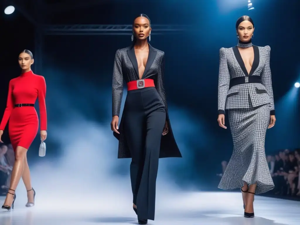 Desfile de moda: elegancia y empoderamiento para mujeres altas Desfile de moda con modelos altos y elegantes luciendo diseños de marcas moda especializadas alturas diversas