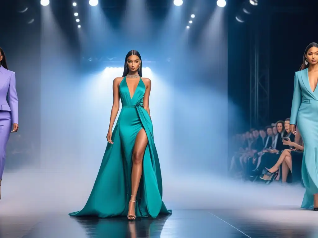 Desfile de moda: Estilo y diversidad en alturas únicas Desfile de moda con modelos de alturas diversas luciendo tendencias adaptadas a cada uno, inspirando a celebrar la diversidad