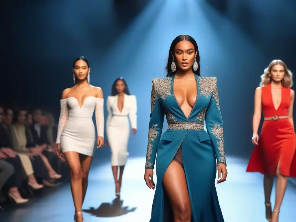 Desfile de moda inclusivo: Celebrando la diversidad en la pasarela Desfile de moda con modelos diversos mostrando la belleza de la representación realista de diferentes cuerpos