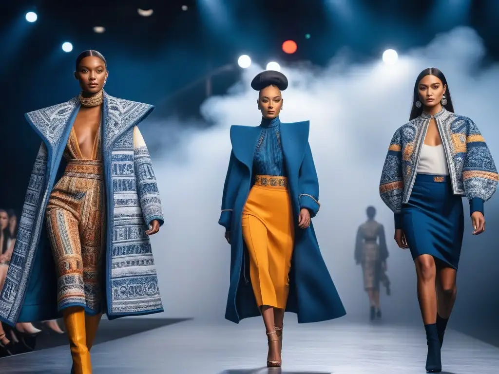 Desfile de moda multicultural: fusionando tradición y modernidad Desfile de moda con modelos de diferentes culturas en pasarela