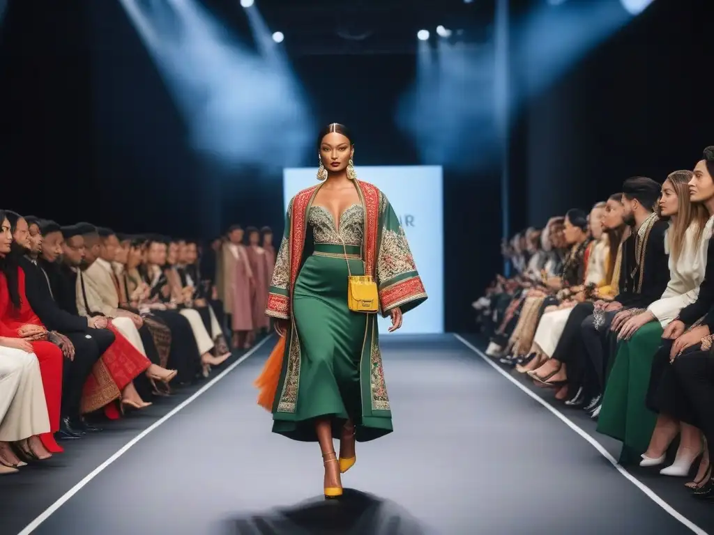 Desfile de moda diverso y empoderador Desfile de moda con modelos de diferentes culturas luciendo atuendos únicos que representan su herencia