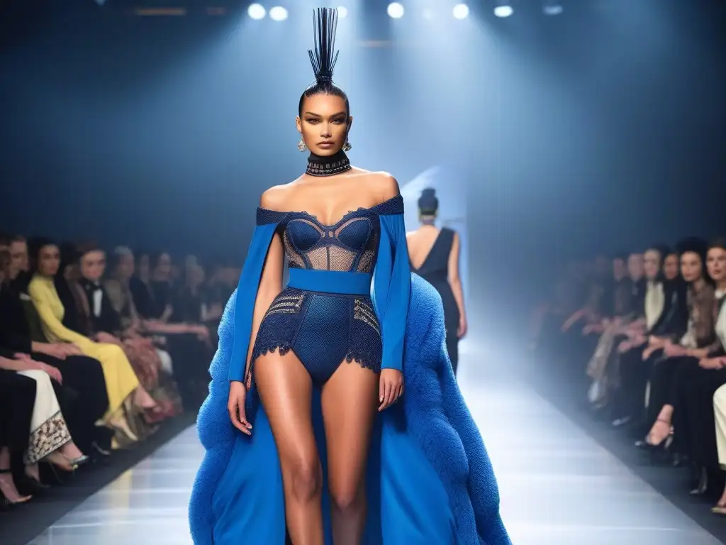 Desfile de moda Jean Paul Gaultier: diversidad y estilo Desfile de moda con modelos luciendo diseños vanguardistas de Jean Paul Gaultier