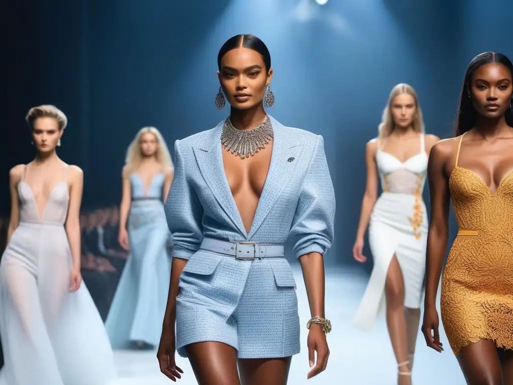 Desfile de supermodelos 90s: diversidad y estilo único en 8k Desfile de moda con modelos de diversidad en los 90