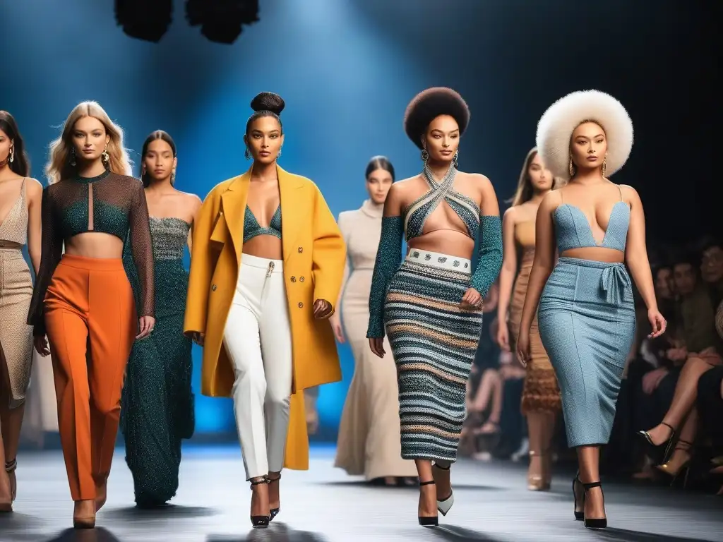 Desfile de moda diverso: modelos únicos celebran la individualidad Desfile de moda con modelos de diversidad étnica, corporal y estilos únicos