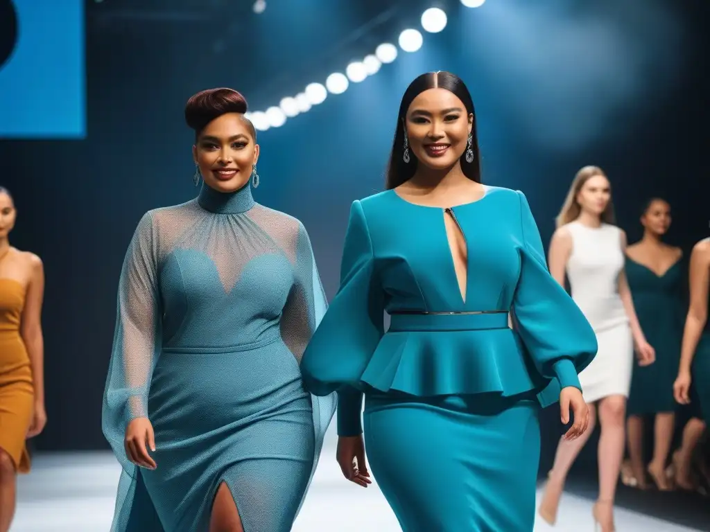 Desfile de moda inclusivo con modelos diversos y seguros de sí mismos Desfile de moda con modelos de diversidad de cuerpos, etnias y habilidades, radiantes y seguros