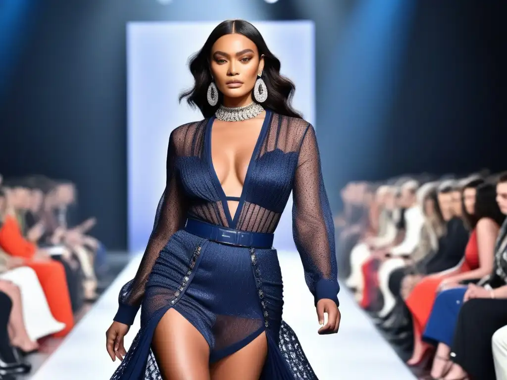 Desfile de moda inclusiva: empoderamiento y glamour sin límites Desfile de moda con modelos diversos desfilando con elegancia en prendas de Roberto Cavalli
