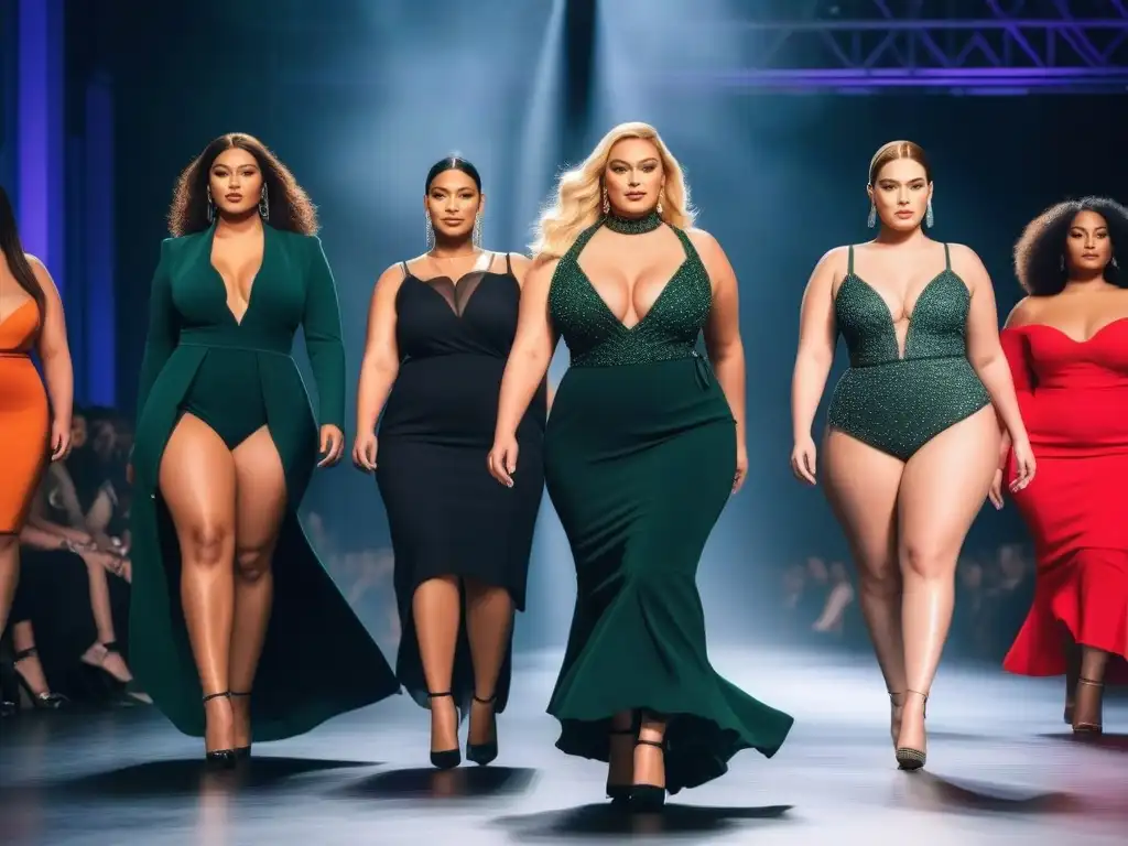 Desfile de moda plussize: diversidad y empoderamiento en la pasarela Desfile moda plus: Modelos diversos muestran confianza y estilo, iluminando la importancia de la diversidad de cuerpos en la moda