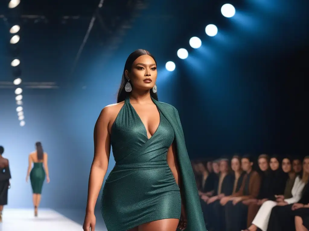 Desfile de moda inclusivo: modelos empoderados en la pasarela Un desfile de moda con modelos diversos, empoderados y elegantes