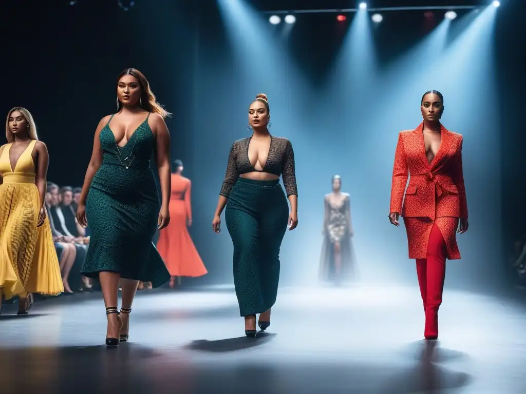 Desfile moda inclusiva: diversidad de cuerpos en la pasarela Desfile de moda con modelos diversos mostrando inclusividad y representación