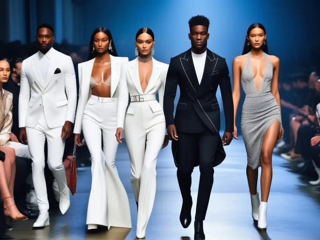 Desfile Givenchy: diversidad y estilo en la pasarela Desfile de moda Givenchy con modelos diversos, mostrando inclusividad y estilo