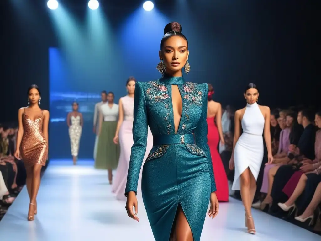 Desfile de moda empoderado para mujeres petite en evento inclusivo Desfile moda con modelos petite exhibiendo diversidad y empoderamiento