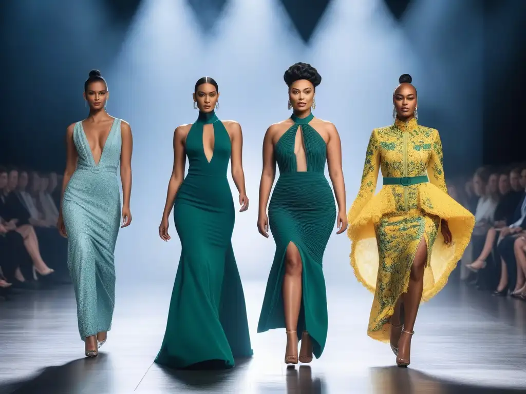 Desfile inclusivo de moda adaptativa: elegancia y empoderamiento Desfile de moda con modelos mostrando prendas de lujo hechas de tejidos adaptativos, resaltando la inclusividad y el estilo