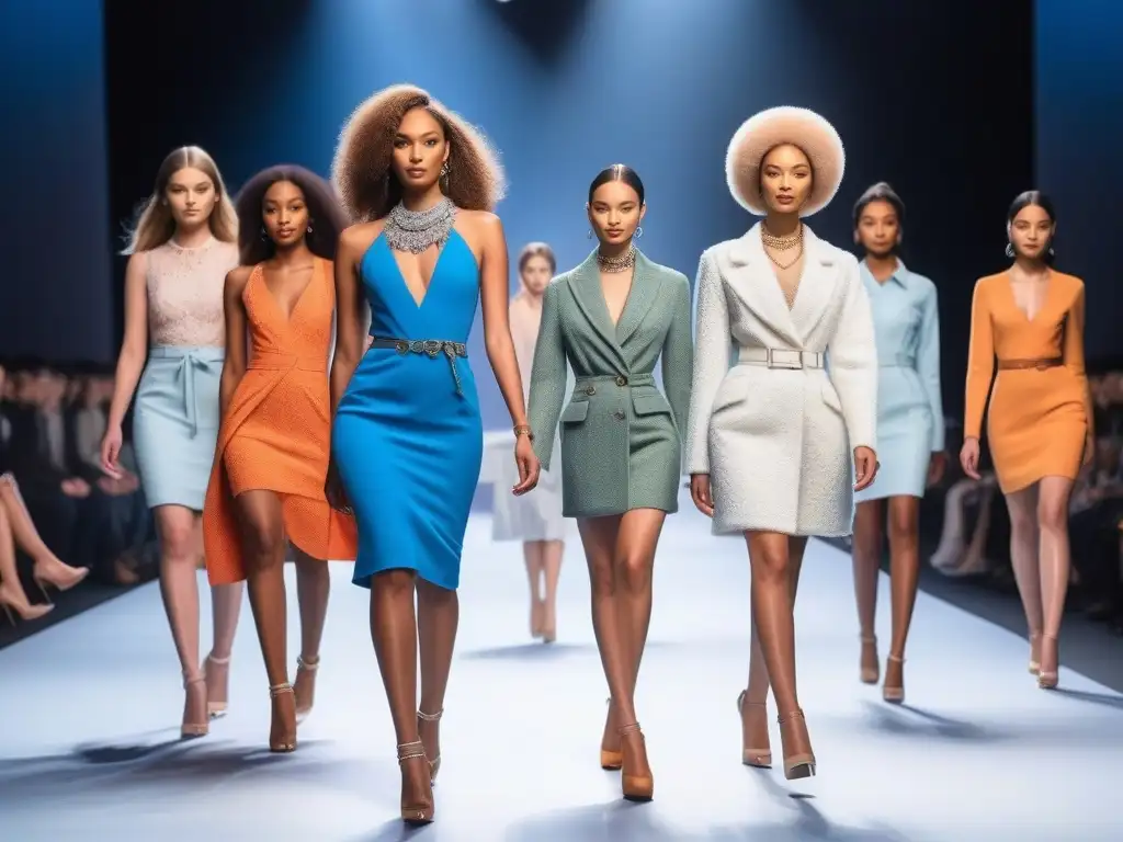 Desfile de moda petite: diversidad y estilo en pasarela Desfile de moda con modelos petite seguras, luciendo diseños inclusivos y tendencias de marcas